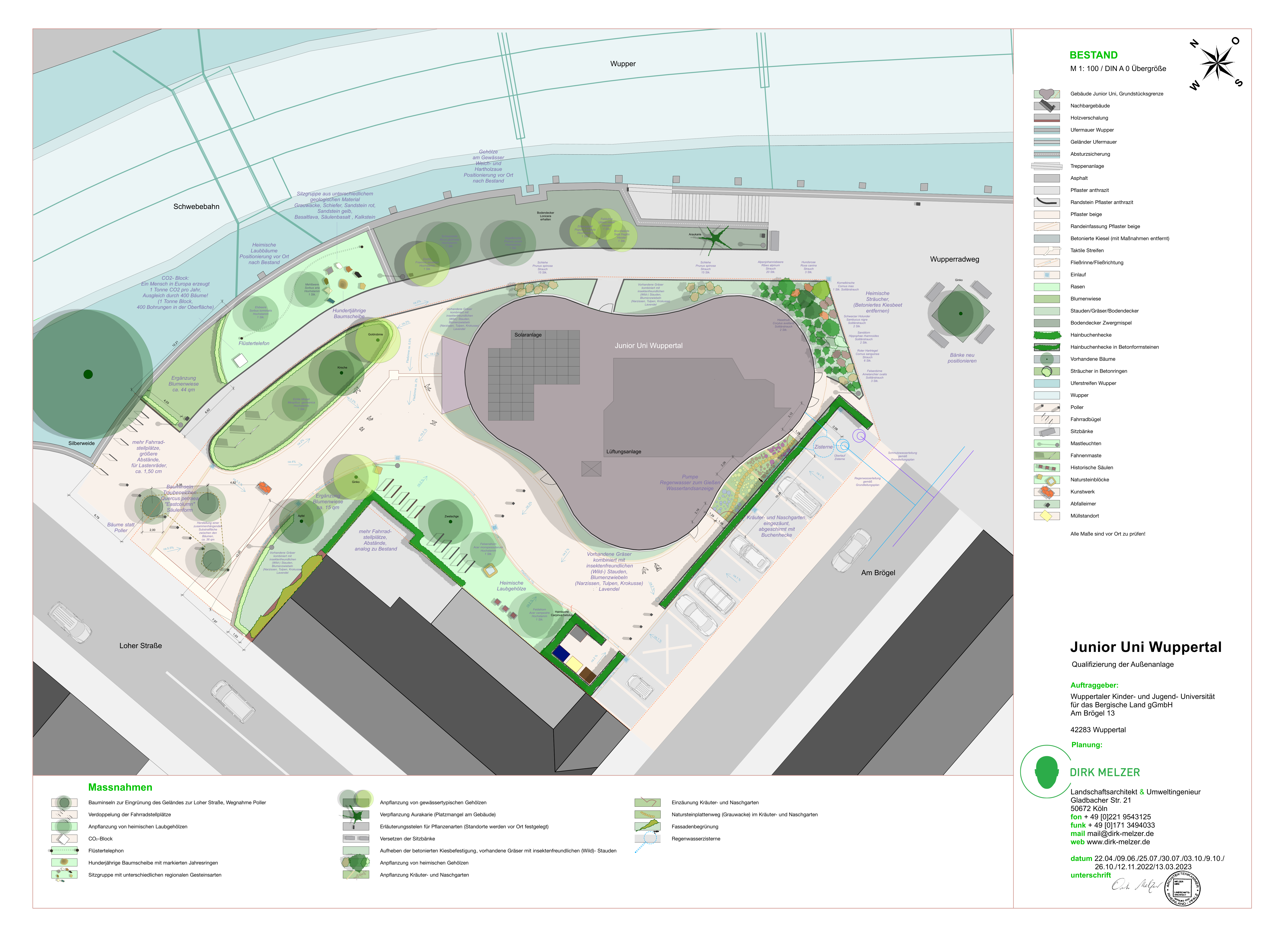 Plan des Landschaftsarchitekten Dirk Melzer zur Umgestaltung des Junior Uni-Außengeländes